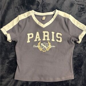 Gray and Cream Paris Baby Tee